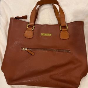 Joy & Iman brown leather large shoulder bag. So many storage pockets!